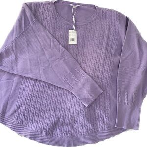 NWT Soft cable knit sweater.  Lavender.  Rayon nylon poly blend.  XL.